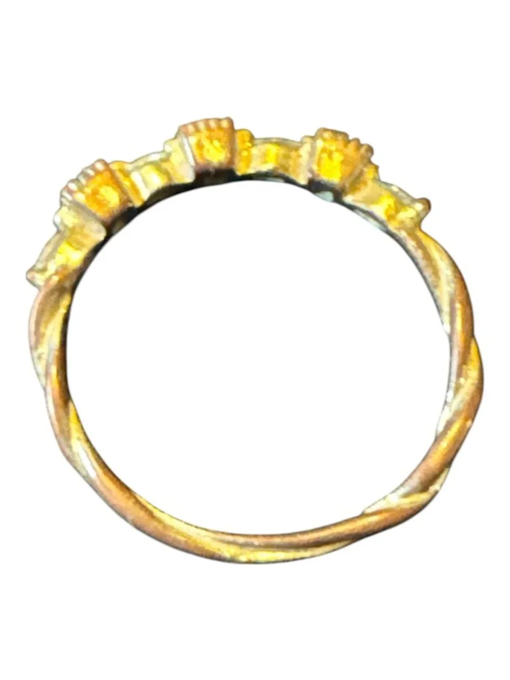 Gold-Toned Cubic Zirconia Eternity Band With Twisted Design